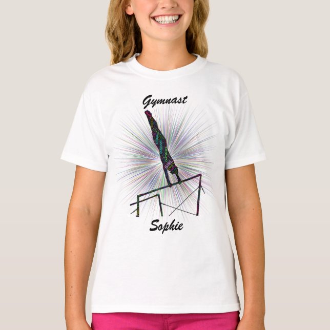 Gymnast Uneven Bars Word Art T - Shirt mit (Vorderseite)