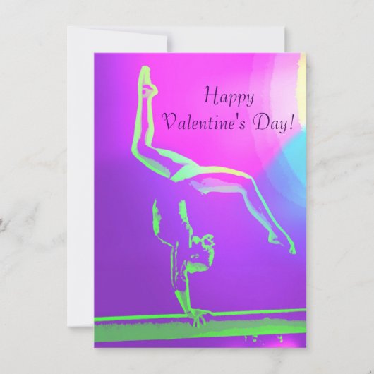 Gymnast-Valentinstag-Karte Feiertagskarte (Vorderseite)