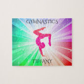 "GYMNASTICS" beleuchtet Rätsel mit Gymnast. Puzzle (Horizontal)