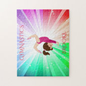 "GYMNASTICS" beleuchtet Rätsel mit Gymnast. Puzzle (Vertikal)