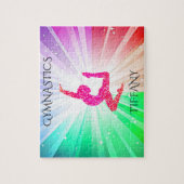 "GYMNASTICS" beleuchtet Rätsel mit Gymnast. Puzzle (Vertikal)