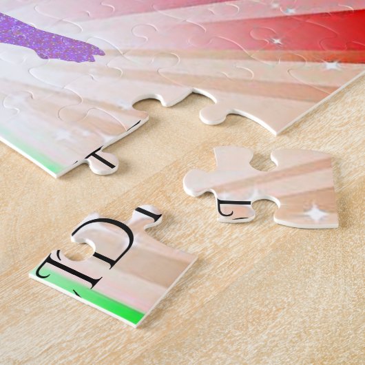 "GYMNASTICS" beleuchtet Rätsel mit Gymnast. Puzzle (Seite)