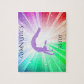 "GYMNASTICS" beleuchtet Rätsel mit Gymnast. Puzzle (Vertikal)