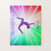 "GYMNASTICS" beleuchtet Rätsel mit Gymnast. Puzzle (Vertikal)