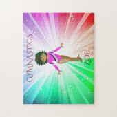 "GYMNASTICS" beleuchtet Rätsel mit Gymnast. Puzzle (Vertikal)