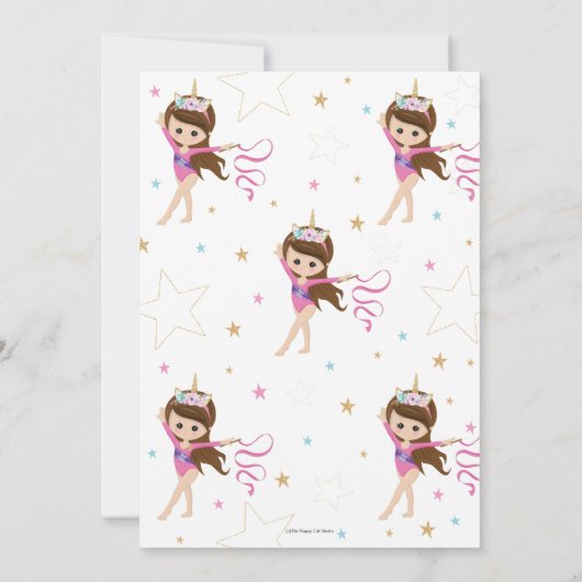 Gymnastics Birthday Unicorn Girl Gymnastics Party Einladung (Rückseite)