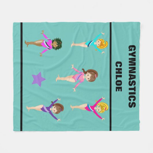 GYMNASTICS BLANKET MIT 5 GYMNASTEN PERSONALISIERT FLEECEDECKE (Vorderseite (Horizontal))