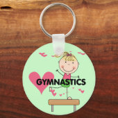 GYMNASTICS - Blond Girl Balance Beam Tshirts Schlüsselanhänger (Vorderseite)