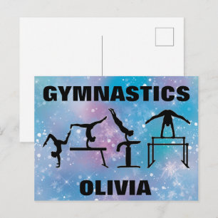 Gymnastics Blue Glam   Postkarte