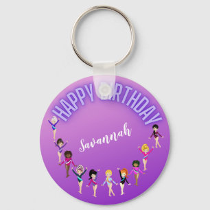 Gymnastics Friends "Happy Birthday" Purple Ombre   Schlüsselanhänger