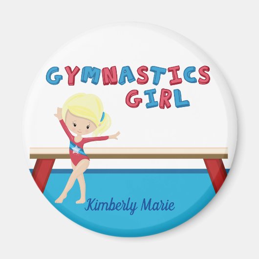 Gymnastics Girl Cute Blonde Gymnast Personalized Magnet (Vorne)