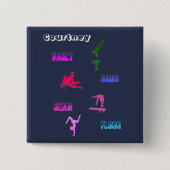 Gymnastics Girls Events Button mit ihrem Namen (Vorderseite)