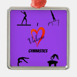 Gymnastics Girls Love Purple Ceramic Ornament Aus Metall