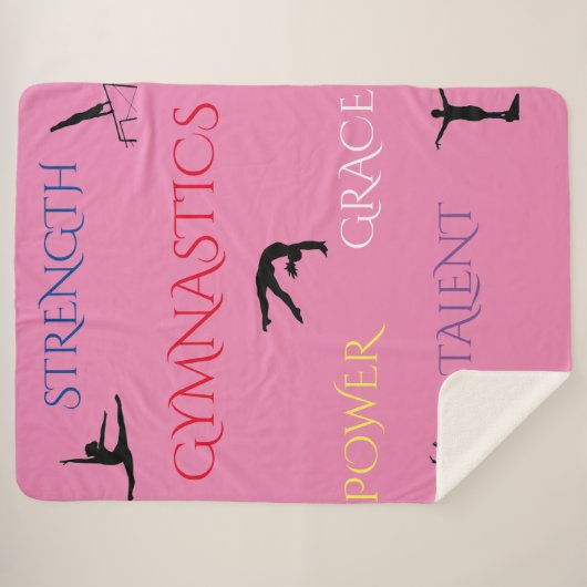 GYMNASTICS GROSSE FLEECE SHERPA BLANKET IN PINK. SHERPADECKE (Vorderseite (Horizontal))