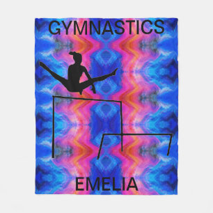 GYMNASTICS GYMNAST AUF UNEVEN BARS FLEECE BLANKET.