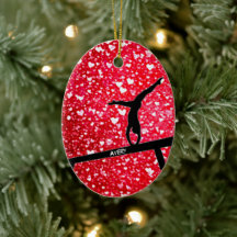 Gymnastics Hearts Balance Beam Ceramic Ornament