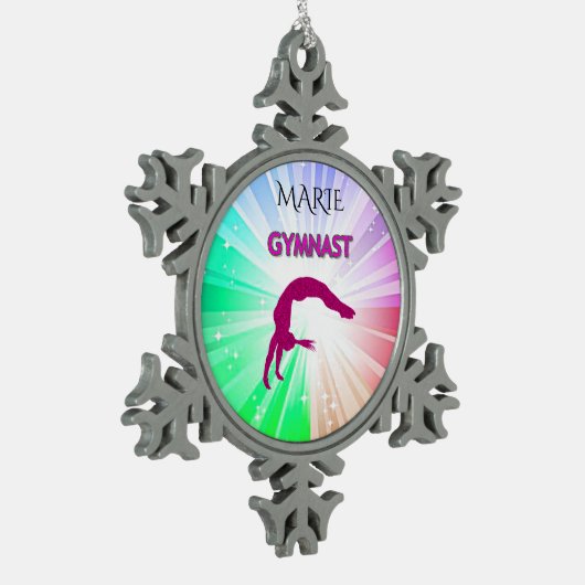 GYMNASTICS "Helle LICHGHTS" SCHNEEFLAKE BAUMORNATI Schneeflocken Zinn-Ornament (Links)