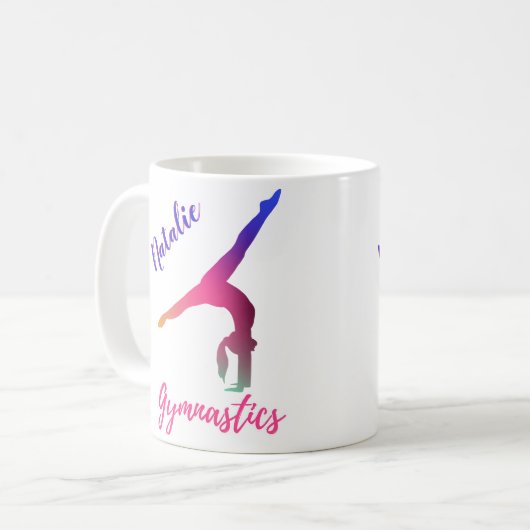 Gymnastics Kickover Pink Purple Personalized Kaffeetasse (Vorderseite Links)
