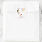 GYMNASTICS Mädchen personalisierte Aufkleber. Quadratischer Aufkleber (Tasche)