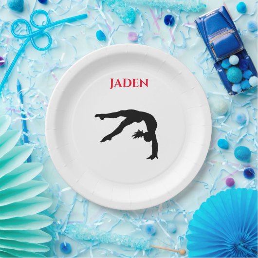 Gymnastics paper plates with personalized name. pappteller (Party)