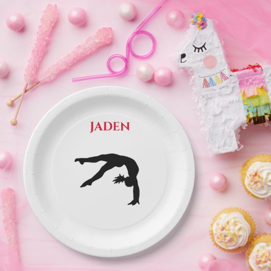 Gymnastics paper plates with personalized name. pappteller (Party)
