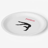 Gymnastics paper plates with personalized name. pappteller (Schrägansicht)