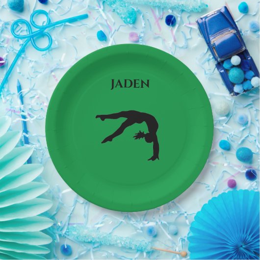 Gymnastics paper plates with personalized name. pappteller (Party)
