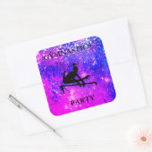 GYMNASTICS PARTY MÄDCHEN SPARKLE SQUARE STICKER (Umschlag)