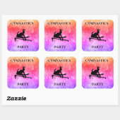 GYMNASTICS PARTY RAINBOW SPARKLE SQUARE STICKER (Blatt)