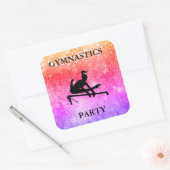 GYMNASTICS PARTY RAINBOW SPARKLE SQUARE STICKER (Umschlag)