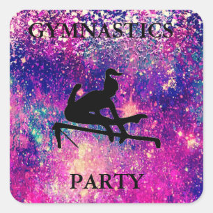 GYMNASTICS PARTY SQUARE STICKER