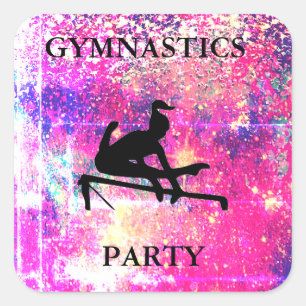 GYMNASTICS PARTY SQUARE STICKER