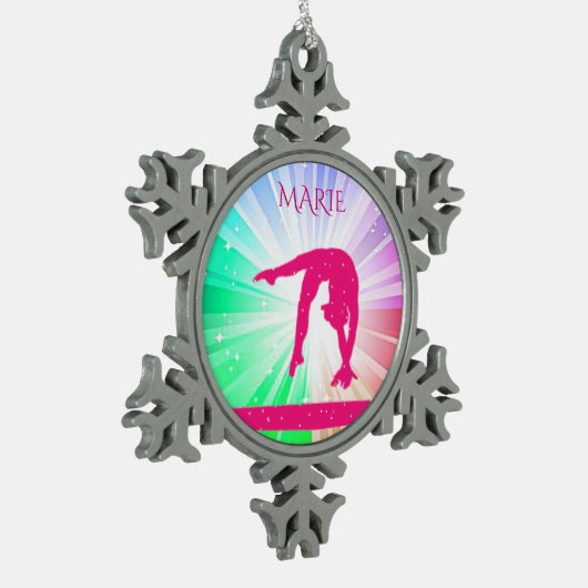 GYMNASTICS PEWTER SCHNEEFLAKE BAUMORNAMENT. SCHNEEFLOCKEN Zinn-Ornament (Links)