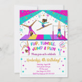 Gymnastics Pink Purple Turquoise Girl Birthday Einladung (Vorderseite)