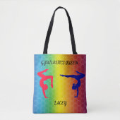 "GYMNASTICS QUEEN" TOTE BAG, PERSONALISIERTER NAME TASCHE (Vorderseite)