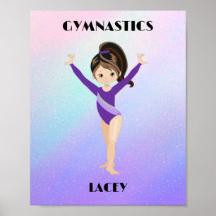 GYMNASTICS RAINBOW-MÄDCHEN Personalisiert Poster