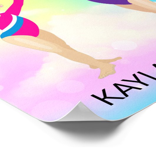 GYMNASTICS RAINBOW PERSONALISIERT POSTER (Ecke)