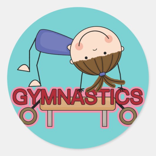 GYMNASTICS - T - Shirt für die Brünette Giralbilan Runder Aufkleber (Vorderseite)