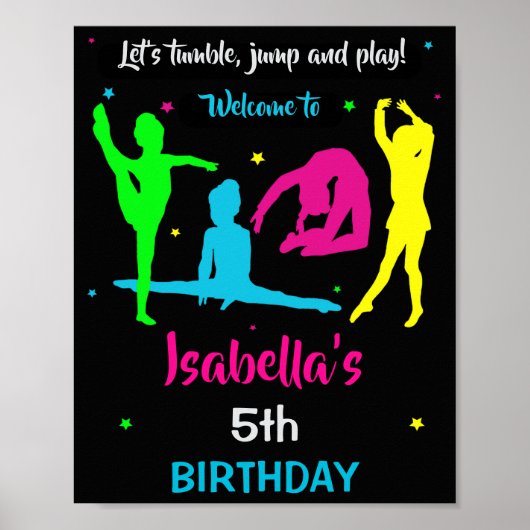 Gymnastics welcome party sign Tumbling Party Decor Poster (Vorne)