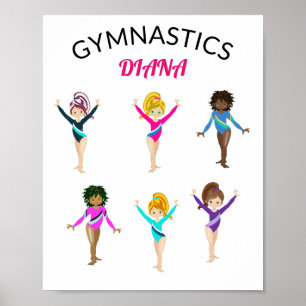 Gymnastik 6 Girls Personalisiert Gymnast Poster