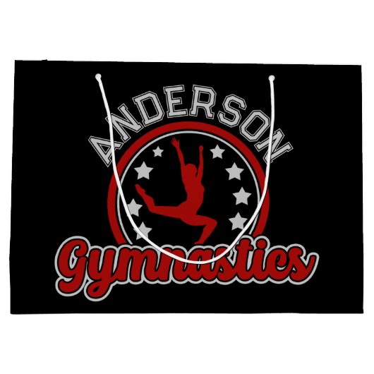 Gymnastik ADD NAME Gymnast Vault Floor Athlete Große Geschenktüte (Rückseite)