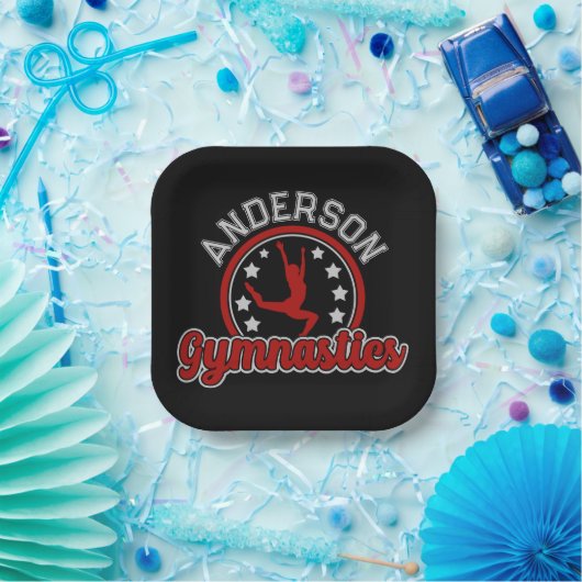 Gymnastik ADD NAME Gymnast Vault Floor Athlete Pappteller (Party)