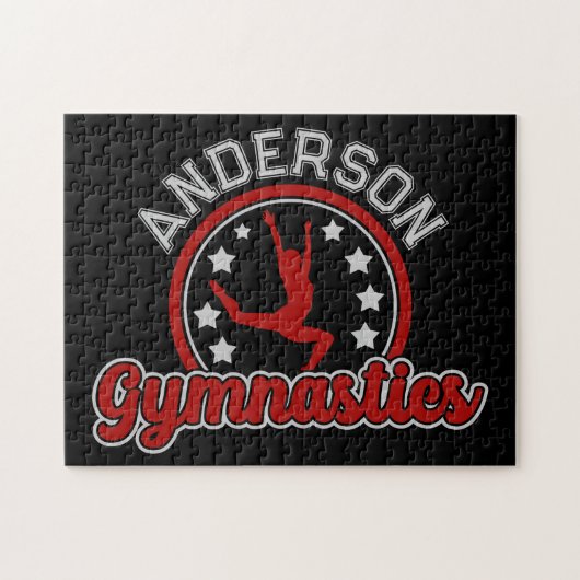 Gymnastik ADD NAME Gymnast Vault Floor Athlete Puzzle (Horizontal)