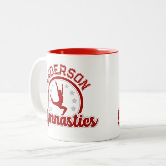 Gymnastik ADD NAME Gymnast Vault Floor Athlete Zweifarbige Tasse (Vorderseite Links)