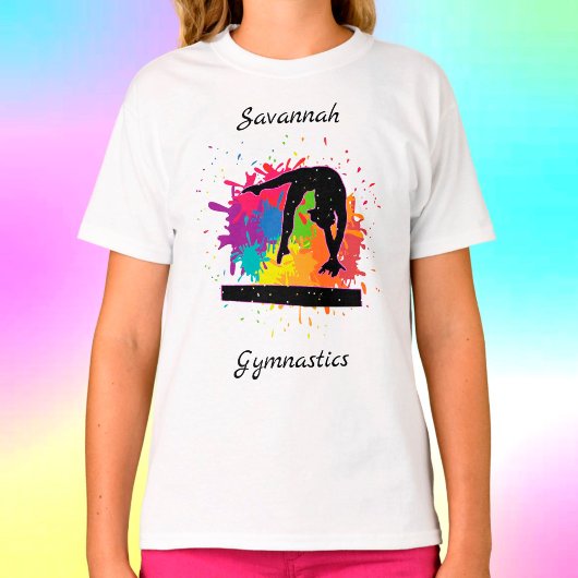 Gymnastik Balance Beam Paint Spritzer T-Shirt
