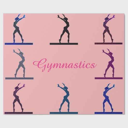 Gymnastik Balance Beam Pink Wrapping Paper Geschenkpapier (Flach)