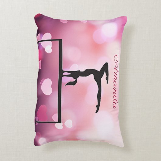 Gymnastik Balance Bier rosa Herzen Dekokissen (Rückseite(Vertikal))