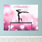 Gymnastik Balance Bier rosa Herzen Leinwanddruck (Insitu (Holzboden))