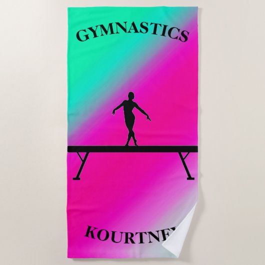 Gymnastik Balance Minze und Fuchsia Strandtuch (Vorderseite)
