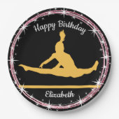 Gymnastik Bars Geburtstag in Gelb und Schwarz Pappteller (Vorderseite)